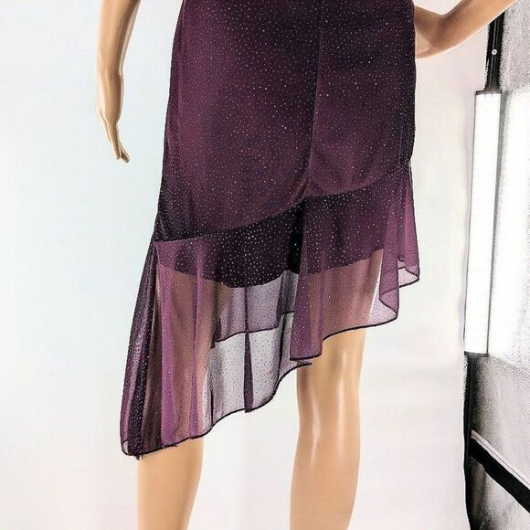 Vintage y2k Wrapper Midi Dress Strapless Glitter Fairycore Purple Siren Medium - Picture 6 of 12
